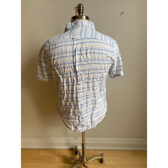 Ben Sherman Men's striped linen button up shirt Large Blue white - Picture 5 of 7